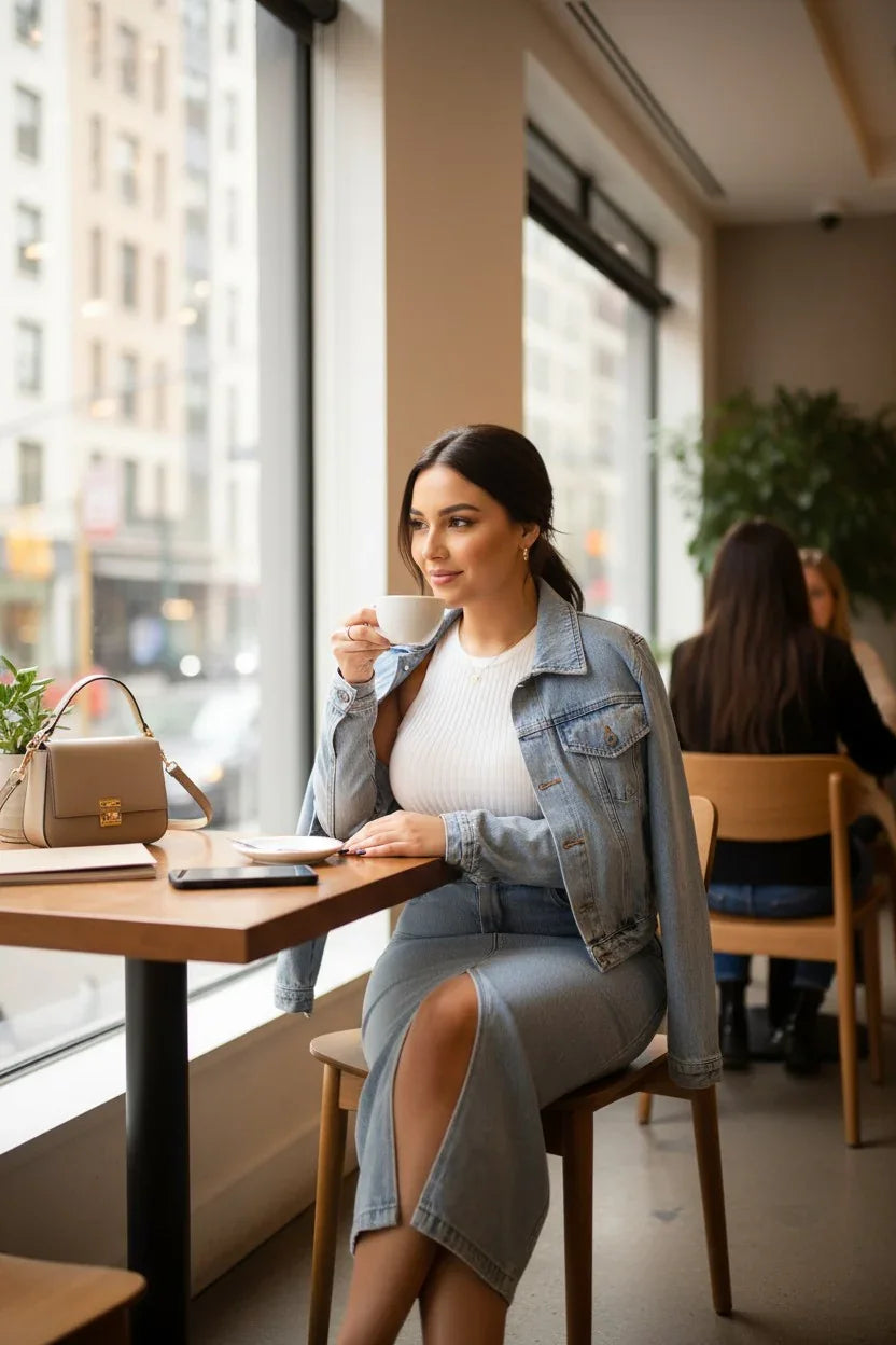 Women's Denim Jacket & Maxi Skirt Set